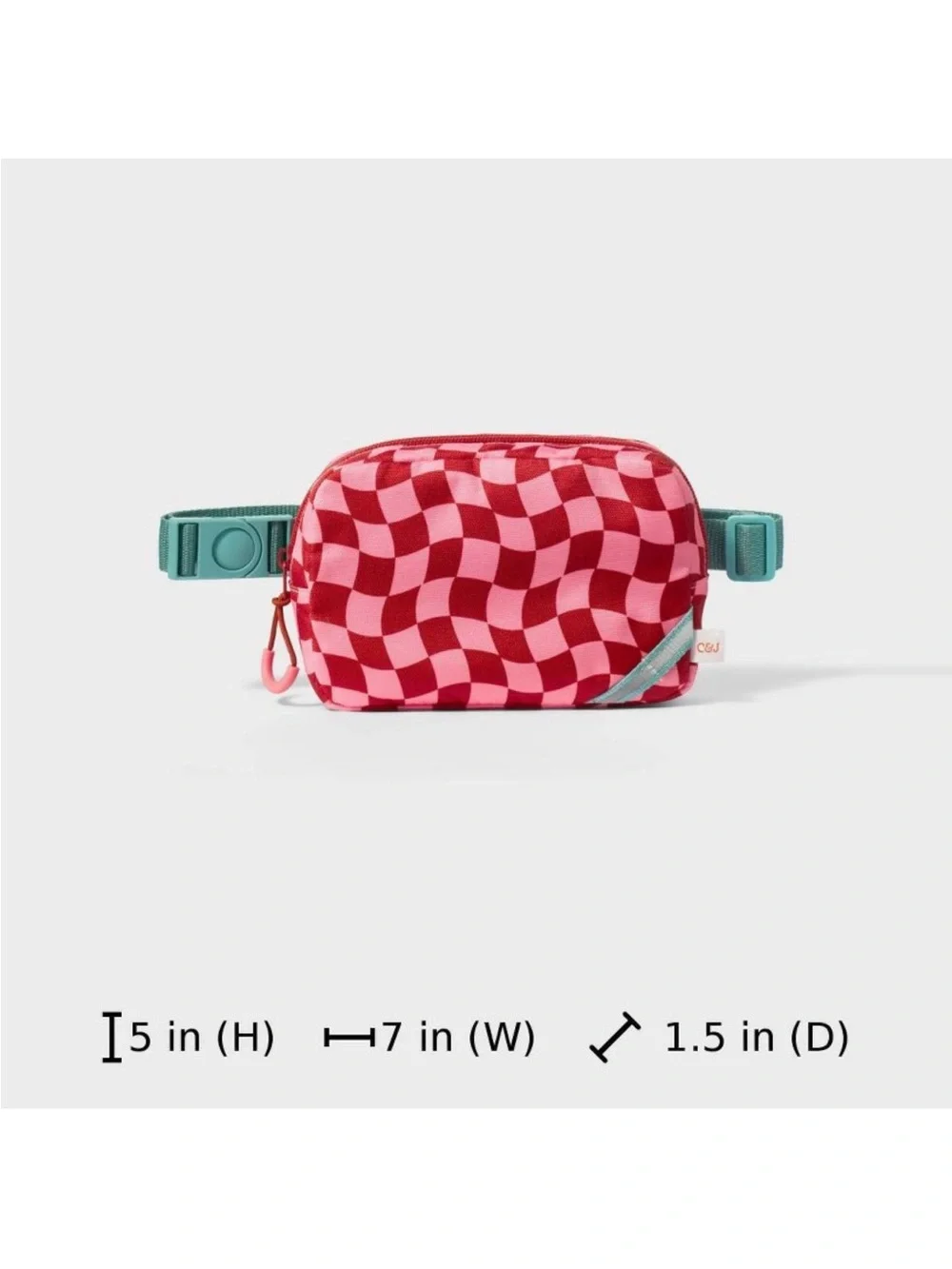 Cat & Jack Pink and Red Checker Kids Belt Bag